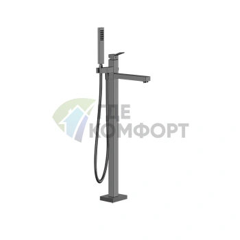 Напольный смеситель GESSI RETTANGOLO K для ванны с ручным душем, цвет Black Metal Brushed PVD (53129#707) - фото 1