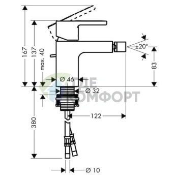 Смеситель для биде Hansgrohe Metris S 31261000: Напольный монтаж - фото 2