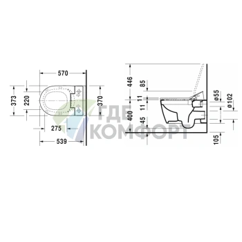 Унитаз подвесной Duravit Me by Starck безободковый с функцией биде Sensowash, белый, 570x370 мм (2529590000) - фото 2