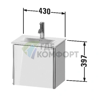 Тумба подвесная Duravit XSquare 073345 White High Gloss 397x430x308мм (XS4220R2222) - фото 2