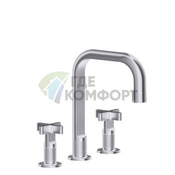 GESSI INCISO Смеситель для раковины на три отверстия без донного клапана, цвет Finox Brushed Nickel (58114#149) - фото 1