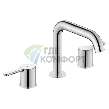 Смеситель для раковины Duravit C.1 на 3 отверстия, излив 160 мм, с донным клапаном, хром (C11060006010) - фото 1