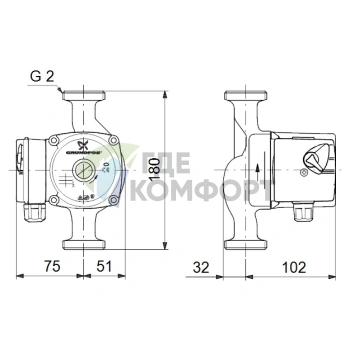 Циркуляционный насос Grundfos UPS 32-70 180 - фото 4