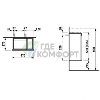 Подвесная тумба Laufen Pro 47 см белая матовая (4.8300.1.095.463.1) - фото 2
