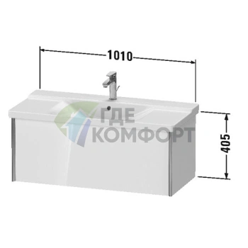 Тумба подвесная Duravit XViu 405x1010x469мм для раковин 233210-233410, 1 ящик, цвет walnut dark/черный матовый (XV40170B221) - фото 2