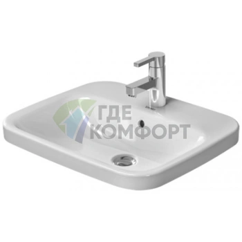 Раковина Duravit DuraStyle 560x455 мм: Встраиваемая сверху с переливом, белая, 1 отв. под смеситель (374560000) - фото 1