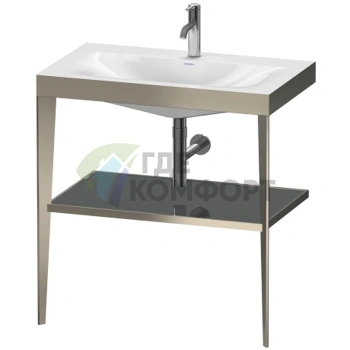 Консольная напольная раковина Duravit XViu с полкой, шампань мат/фланелевый серый глянец, 850x800x480 мм (XV4715OB189) - фото 1