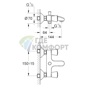 Смеситель Grohe Costa S 25483001 для ванны с душем - фото 4