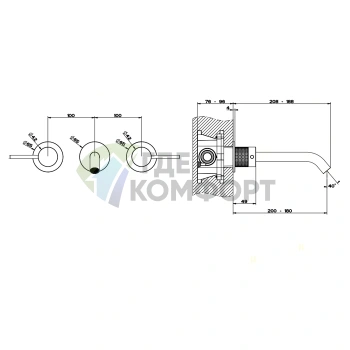 Встраиваемый смеситель GESSI 316 для раковины на 3 отверстия, цвет steel brushed (54294#239) - фото 2