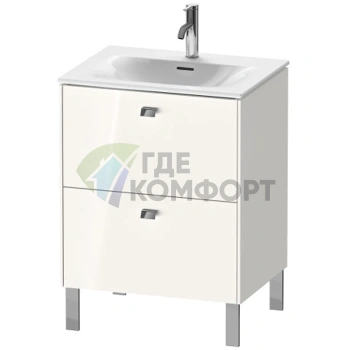 Тумба напольная Duravit Brioso под раковину с двумя ящиками 685x620x479 мм, цвет White High Gloss (BR451002222) - фото 1