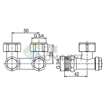Узел нижнего подключения Oventrop Multiflex V ZB 3/4 AG 1016242 угловой - фото 2