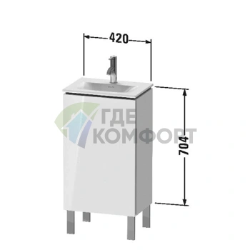 Напольная тумба Duravit L-Cube с полкой и дверцей, 704x440x311 мм, White High Gloss (LC6580R2222) - фото 2