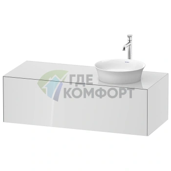 Подвесная тумба Duravit White Tulip с выдвижным ящиком — белая высокоглянцевая, 408x1300x550 мм (WT4977R8585) - фото 1