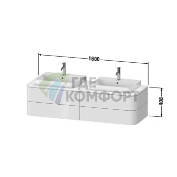 Тумба подвесная Duravit Happy D.2 Plus с 4 ящиками, белый глянец (HP4974B2222) - фото 2