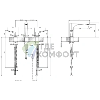 Смеситель для раковины GESSI Rilievo на 3 отверстия, хром (59012#031) - фото 2