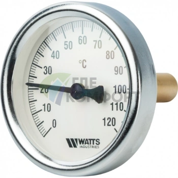 Термометр биметаллический 63 мм 1/2, 120 C с погружной гильзой 50 мм Watts F+R801 OR