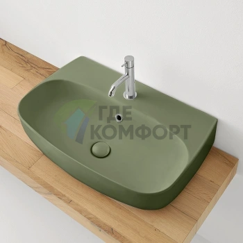 Раковина подвесная Kerasan Nolita 70x45 см с отверстием под смеситель, цвет Verde Muschio (534211*1 ) - фото 1