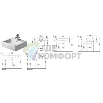 Умывальник Duravit Vero шлифованный, без перелива, 500x470 мм, белый (454500079) - фото 2