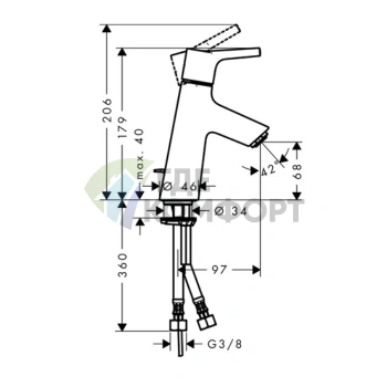 Смеситель для раковины Hansgrohe Talis S 80 — хром, донный клапан, излив 97 мм (72010000) - фото 2