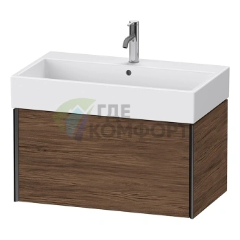 Тумба подвесная Duravit XViu для раковины 235080, 1 ящик, цвет walnut dark/черный матовый (XV42360B221) - фото 1