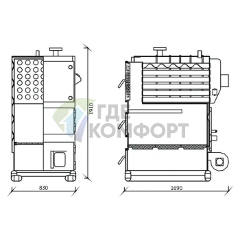 Твердотопливный напольный одноконтурный котел Kentatsu Furst Vulkan Max SR-200 - фото 2