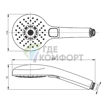 Ручной душ TOTO SHOWERS трёхрежимный Comfort Wave, Active Wave, Warm Spa, хром (TBW01011E1A) - фото 2