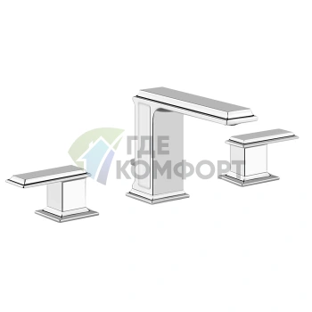 Смеситель для раковины Gessi Eleganza трехдырковый с донным клапаном в хромированном исполнении (46012#031) - фото 1
