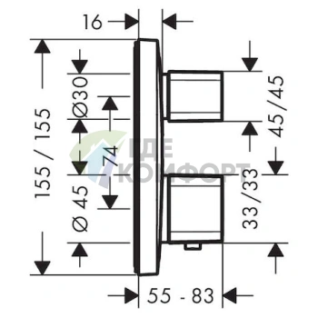 Термостат для ванны с душем Hansgrohe Ecostat E 15708000 - фото 3