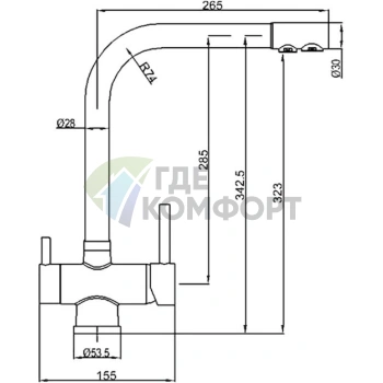 Смеситель для кухонной мойки Zorg ZR 348 YF хром-кварц - фото 2