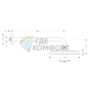 Верхний душ Hansgrohe Raindance Classic Air 240 мм, хром (27424000) - фото 2