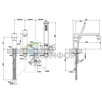 Смеситель для ванны Gessi Eleganza с переключателем на душ и хромированным покрытием (46037#031) - фото 2