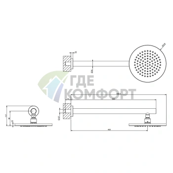 Душевая головка GESSI 316 настенная шарнирная 219мм, матовый хром (54149#239) - фото 2