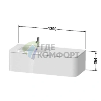 Подвесная тумба Duravit Happy D.2 Plus 354x1300x550 мм, 1 ящик, цвет Stone Grey Satin Matt (HP4952L9292) - фото 2