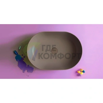 Раковина Globo T-Edge полувстраиваемая 61Х46 H 14 см с 1 отв под смесительитель цвет Castagno - фото 1