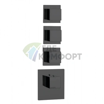 Термостат для душа Bossini Cube со смесителем и вентилем на 3-6 выходов (черный матовый) (Z032205.073) - фото 1