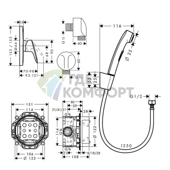 Смеситель для душа Hansgrohe Logis на 1 источник, хром (71605000) - фото 2
