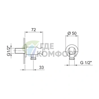 Смеситель для биде Fantini Nice с шланговым подключением и покрытием Matt British Gold PVD (91 P6 9323) - фото 2