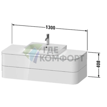 Тумба подвесная Duravit Happy D.2 Plus 408x1300x550 мм, 2 ящика, цвет Stone Grey Satin Matt (HP497209292) - фото 2