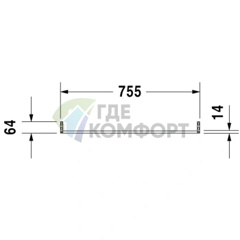 Полотенцесушитель Duravit Vero Square 755x14 хром (30381000) - фото 2
