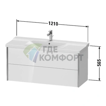 Раковина Duravit P3 Comforts для мебели с переливом 1250x500 мм белого цвета (2332120000) - фото 4