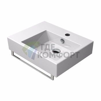 Раковина подвесная GSI Kube 60x47 см с отверстием под смеситель, белая - фото 1