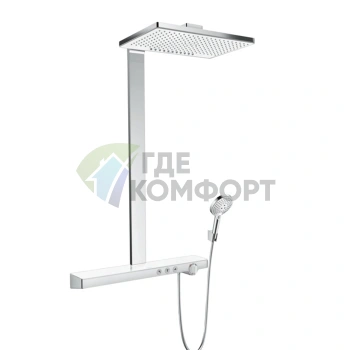 Душевая система HG Rainmaker Select с термостатом и полочкой: верхний душ, ручной душ, хром/белый (27109400) - фото 1