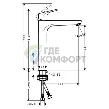 Смеситель для раковины Hansgrohe Focus с высоким изливом, хром (31532000) - фото 2