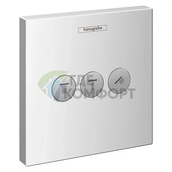 Встраиваемый вентиль ShowerSelect 330 на 3 источника с кнопками, хром (15764000) - фото 1