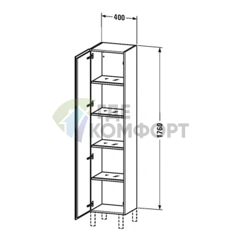 Подвесной шкаф Duravit 40x36,3x176 см, цвет Дуб кашемировый, 1 дверца, 4 полки (LC1180L1111) - фото 2