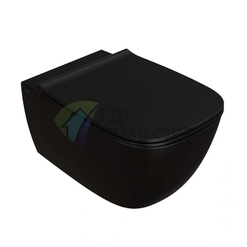 Подвесной унитаз GLOBO GENESIS 550x360 мм, безободковый, черный матовый (GNS02.AR)