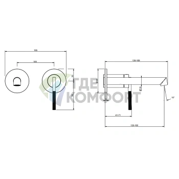 Gessi Ingranaggio Встраиваемый смеситель с изливом в цвете Finox Brushed Nickel (63581#149) - фото 2