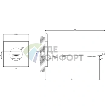 Настенный излив GESSI Rilievo 1/2, цвет Nero XL (совместим с выносным управлением) (59100#299) - фото 2