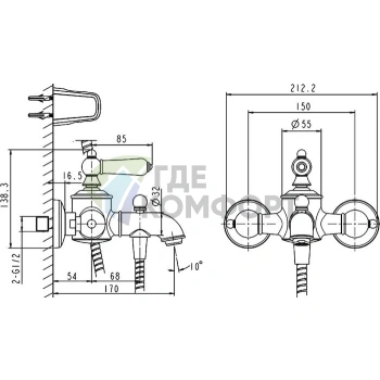 Смеситель для ванны с душем Bravat Art F675109C-B - фото 4