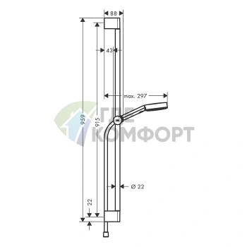 Душевой набор HANSGROHE PULSIFY со штангой и функцией 3jet Relaxation (24170000) - фото 2